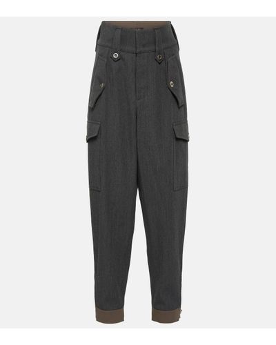 Loro Piana Daian High-rise Wool Cargo Trousers - Grey