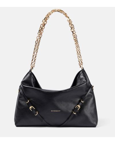 Givenchy Schultertasche Voyou Chain Medium aus Leder - Schwarz