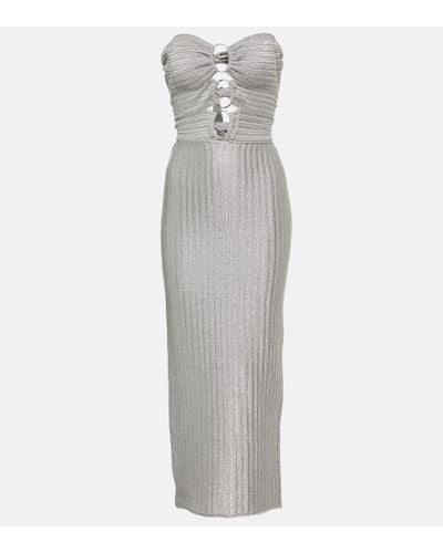 Tom Ford Sleeveless Cutout Metallic Gown - Gray