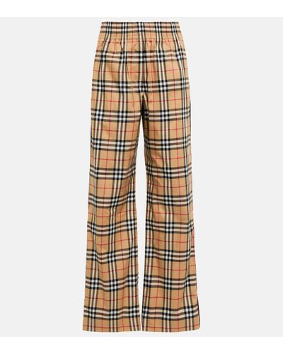 Burberry Vintage Check High-rise Wide-leg Joggers - Natural