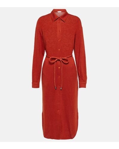 Max Mara Leisure Bormida Linen-blend Midi Dress - Red