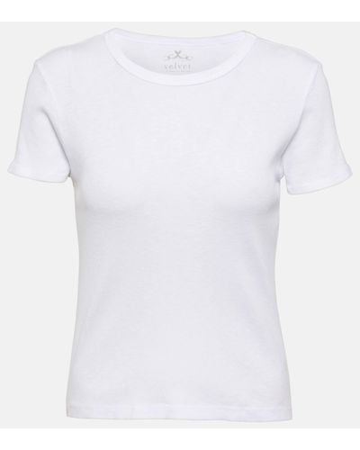 Velvet Brenny Ribbed-knit Cotton Jersey T-shirt - White