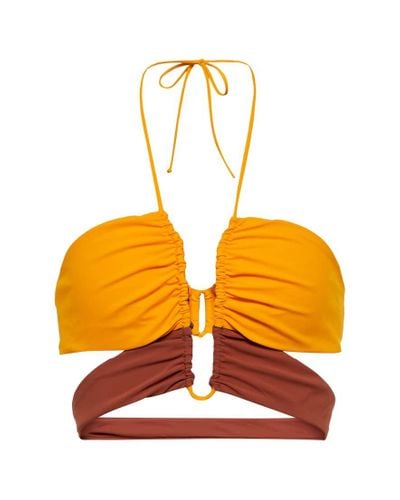 Nensi Dojaka Ruched Halterneck Bikini Top - Orange