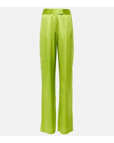 The Sei Pantaloni in raso di seta a gamba larga - Verde