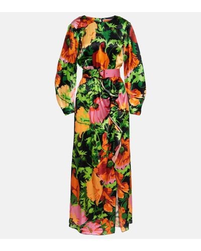 La DoubleJ Vestido largo Penny de saten floral - Multicolor