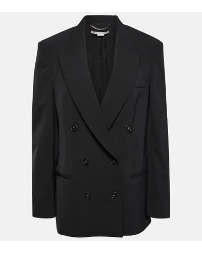 Stella McCartney Chaqueta cruzada en mezcla de lana - Negro