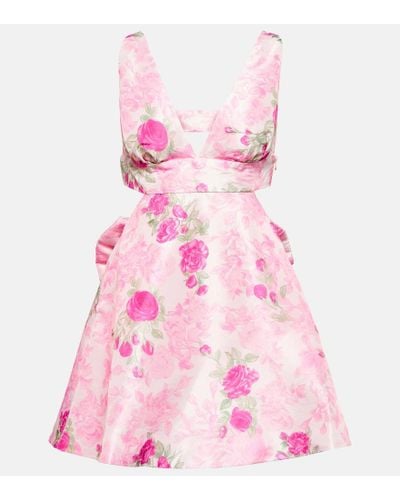 LoveShackFancy Till Cutout Floral Minidress - Pink