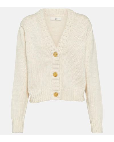 Co. Cropped Tton Cardigan - Natural