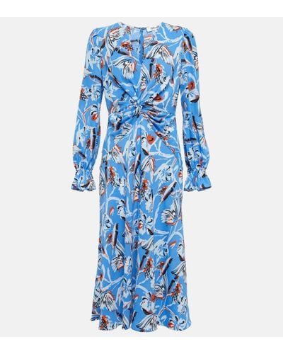 Diane von Furstenberg Robe midi Anaba imprimee en crepe - Bleu
