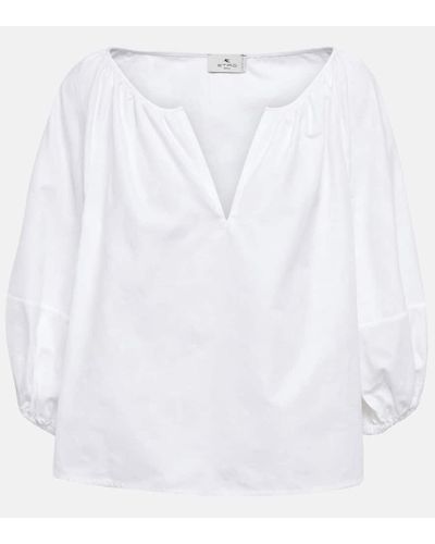 Etro Blusa de algodon con mangas abullonadas - Blanco