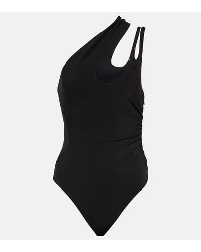 Mugler Asymmetric Jersey Bodysuit - Black