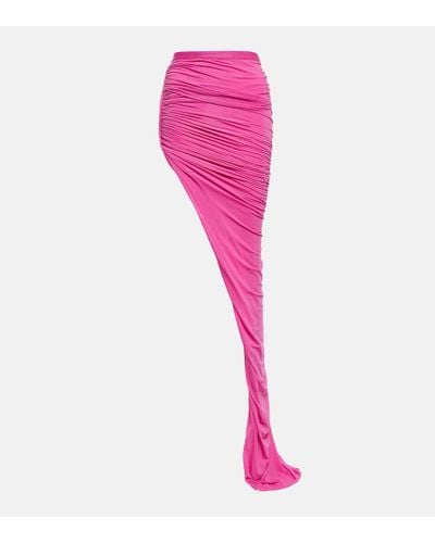 Rick Owens Ruched Jersey Maxi Skirt - Pink
