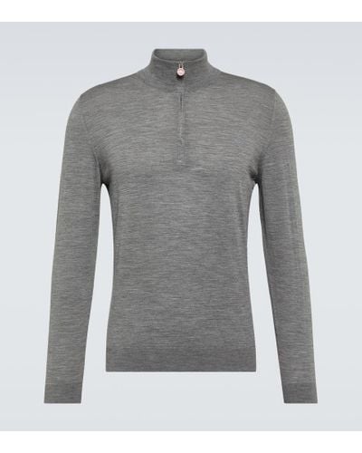 Kiton Jersey de lana con cremallera parcial - Gris