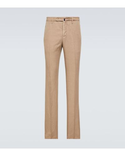 Incotex Linen And Cotton Slim Pants - Natural