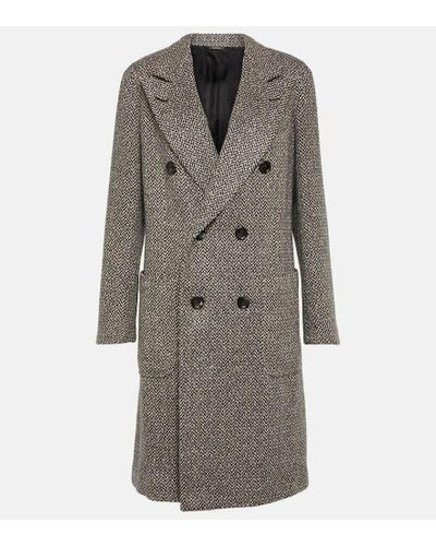 Loro Piana Herwin Herringbone Linen And Cashmere Coat - Gray