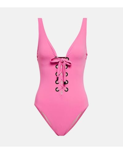 Karla Colletto Lucy Lace-up Swimsuit - Pink