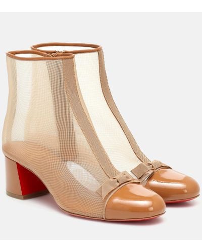 Christian Louboutin Checkypoint Mesh Ankle Boots - Natural