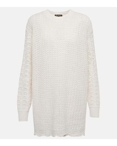 Loro Piana Pullover oversize Monviso in cashmere e seta - Bianco