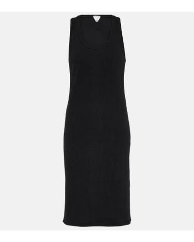 Bottega Veneta Ribbed-knit Cotton Jersey Midi Dress - Black