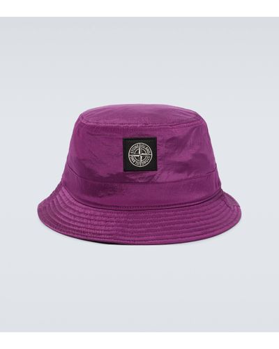 Stone Island Logo Bucket Hat - Purple