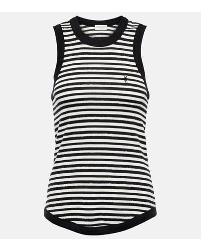 Saint Laurent Striped Tank Top - Grey