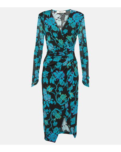 Diane von Furstenberg Nevine Printed Jersey Midi Dress - Blue