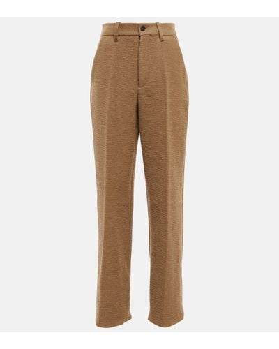 The Row Gustavo High-rise Wool-blend Trousers - Natural