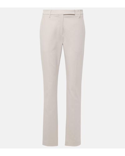 Brunello Cucinelli Cotton-blend Slim Trousers - White