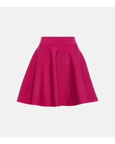 Nina Ricci Minifalda flared en mezcla de lana - Rosa