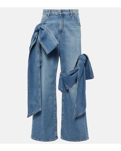 Blumarine High-rise Bow-detail Straight Jeans - Blue