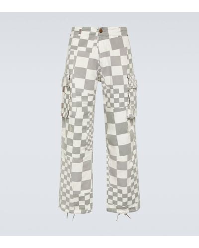 ERL Pantalon cargo Checkerboard en coton - Blanc