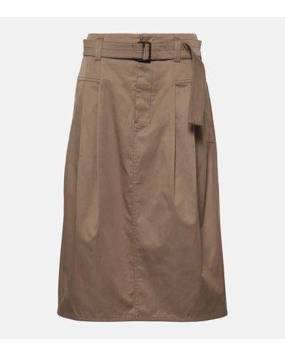 Lemaire Pleated Cotton Twill Skirt - Brown