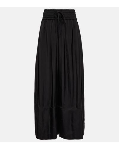 Jil Sander High-rise Wide-leg Satin Trousers - Black