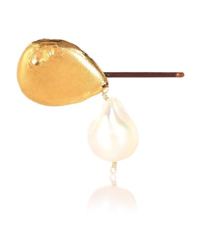 Alighieri Fermacapelli Apollos Dance bagnato in oro giallo 24kt con perla - Metallizzato