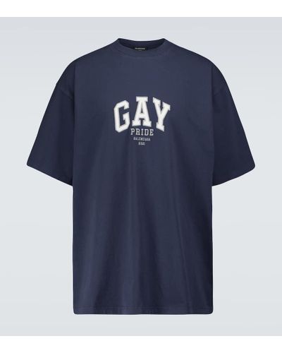 Balenciaga T-Shirt Pride Boxy - Blau