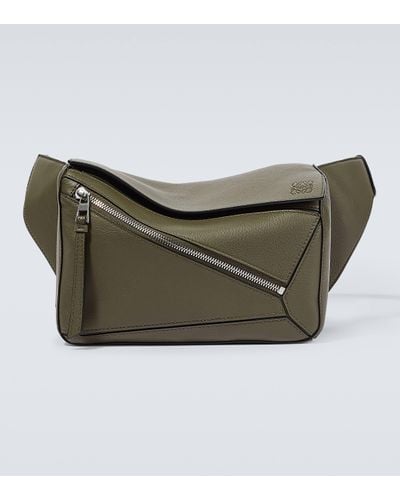 Loewe Puzzle Small Leather Belt Bag - Green