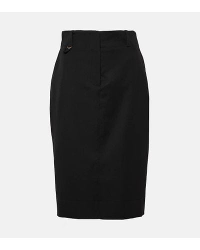 Jacquemus La Jupe Bari Virgin Wool Midi Skirt - Black