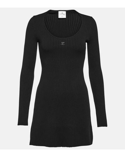Courreges Ribbed-knit Jersey Minidress - Black