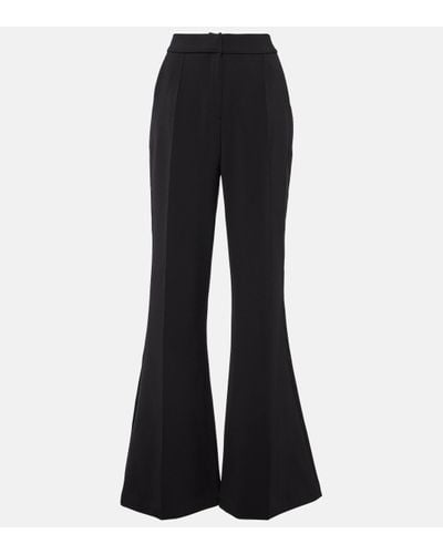 Elie Saab Cady And Satin Flared Trousers - Black