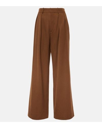 Wardrobe NYC Pantalones anchos de lana con tiro bajo - Marrón