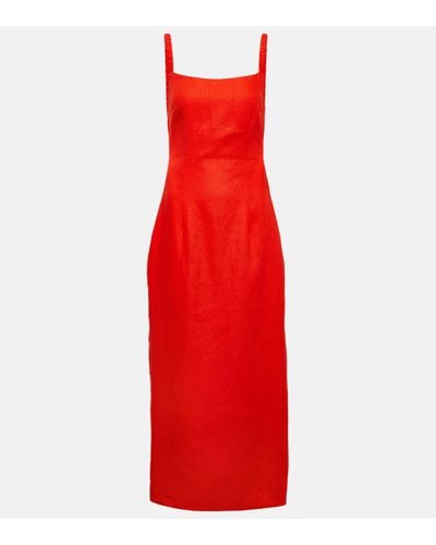 Sir. The Label Primrose Ruched Linen Maxi Dress - Red