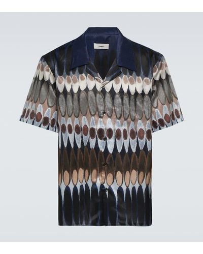 Commas Camisa bowling de seda y algodon - Azul