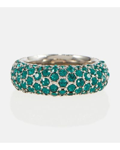 AMINA MUADDI Cameron Crystal-embellished Ring - Green