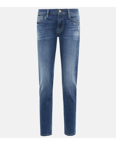 FRAME Le Garcon Mid-rise Cropped Jeans - Blue