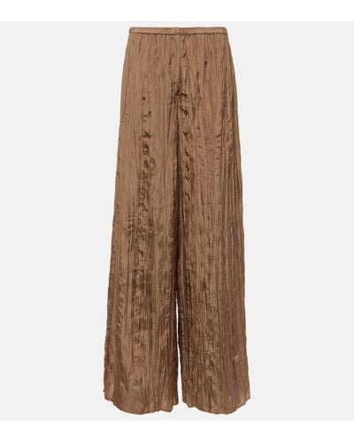 JOSEPH Thoresby Silk Habotai Wide-leg Trousers - Brown