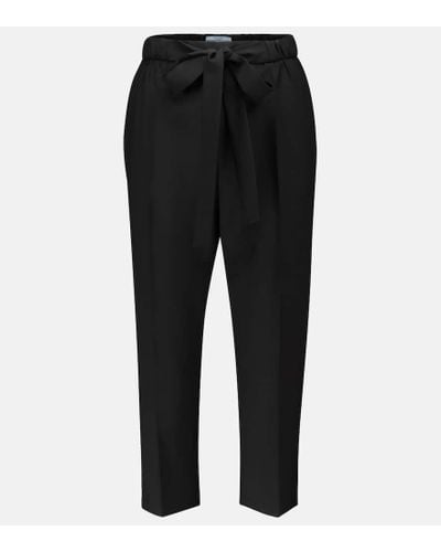 Prada Pantalones ajustados de lana - Negro