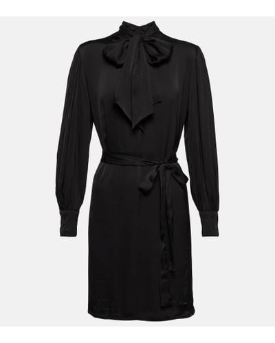 Velvet Evelyn Satin Shirt Mini Dress - Black