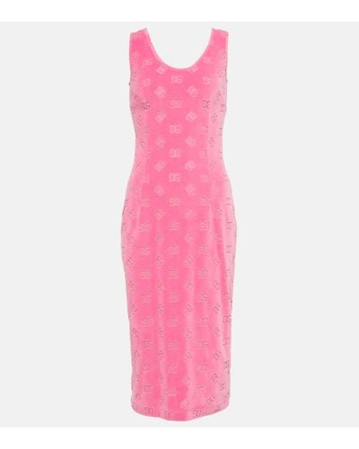 Dolce & Gabbana Dg Jacquard Cotton Jersey Midi Dress - Pink