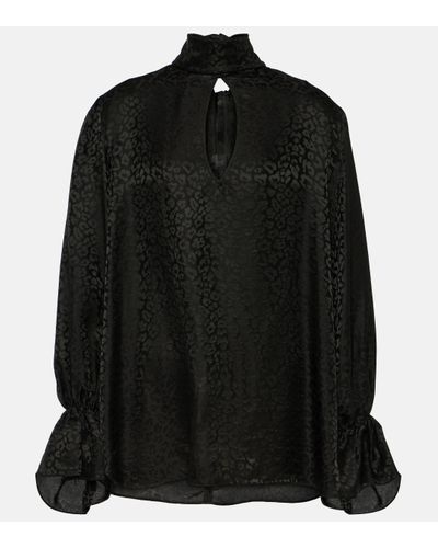 Nina Ricci Cutout Jacquard Blouse - Black