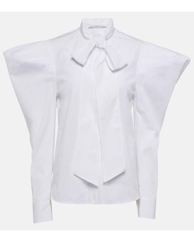 Stella McCartney Camisa de algodon con manga abullonada - Blanco